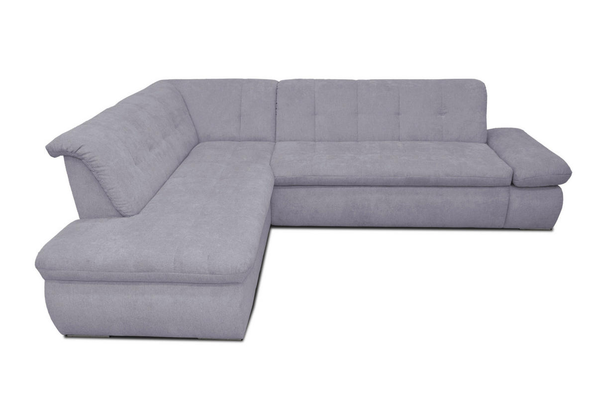 ECKSOFA in Mikrofaser Grau  216/273 cm  - Chromfarben/Grau, KONVENTIONELL, Textil/Metall (216/273cm) - MID.YOU