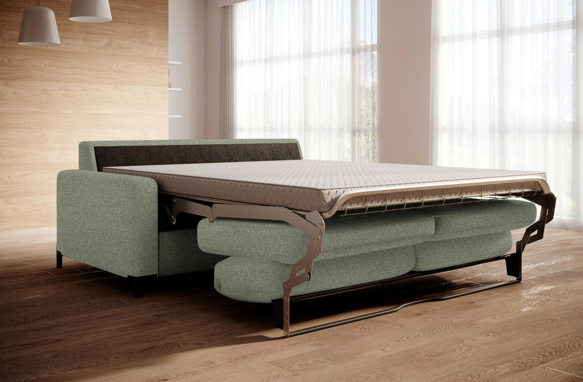 SCHLAFSOFA in Webstoff Grün  - Schwarz/Grün, KONVENTIONELL, Textil/Metall (187/84/97cm) - Welnova