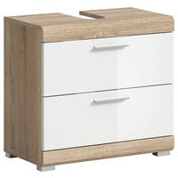 SKRINKA POD UMÝVADLO, biela s vysokým leskom, 60/56/37 cm - biela s vysokým leskom/strieborná, Modern, kompozitné drevo/plast (60/56/37cm) - MID.YOU