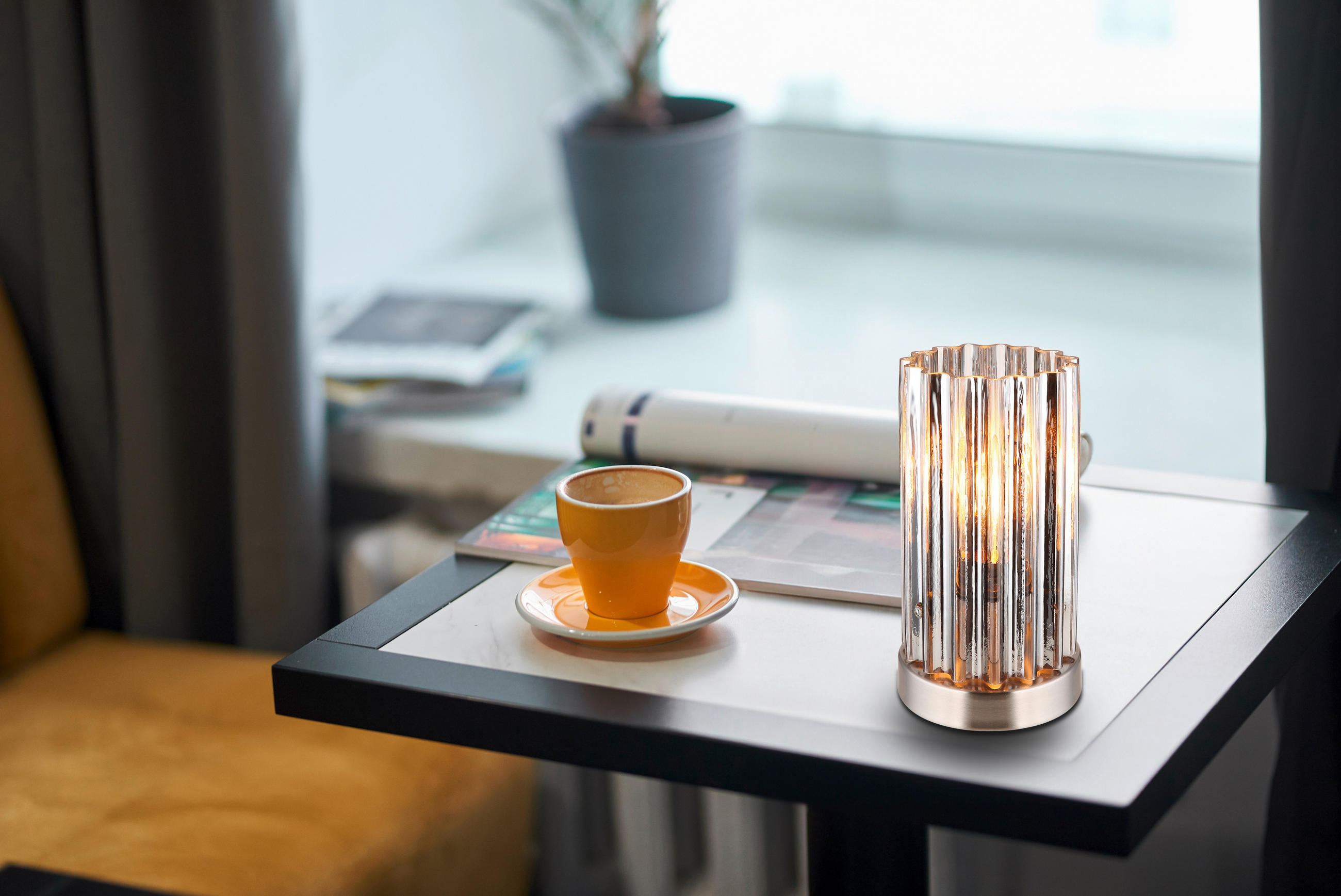 TISCHLEUCHTE 12/21,5 cm   - Klar/Schwarz, KONVENTIONELL, Glas/Kunststoff (12/21,5cm) - Globo