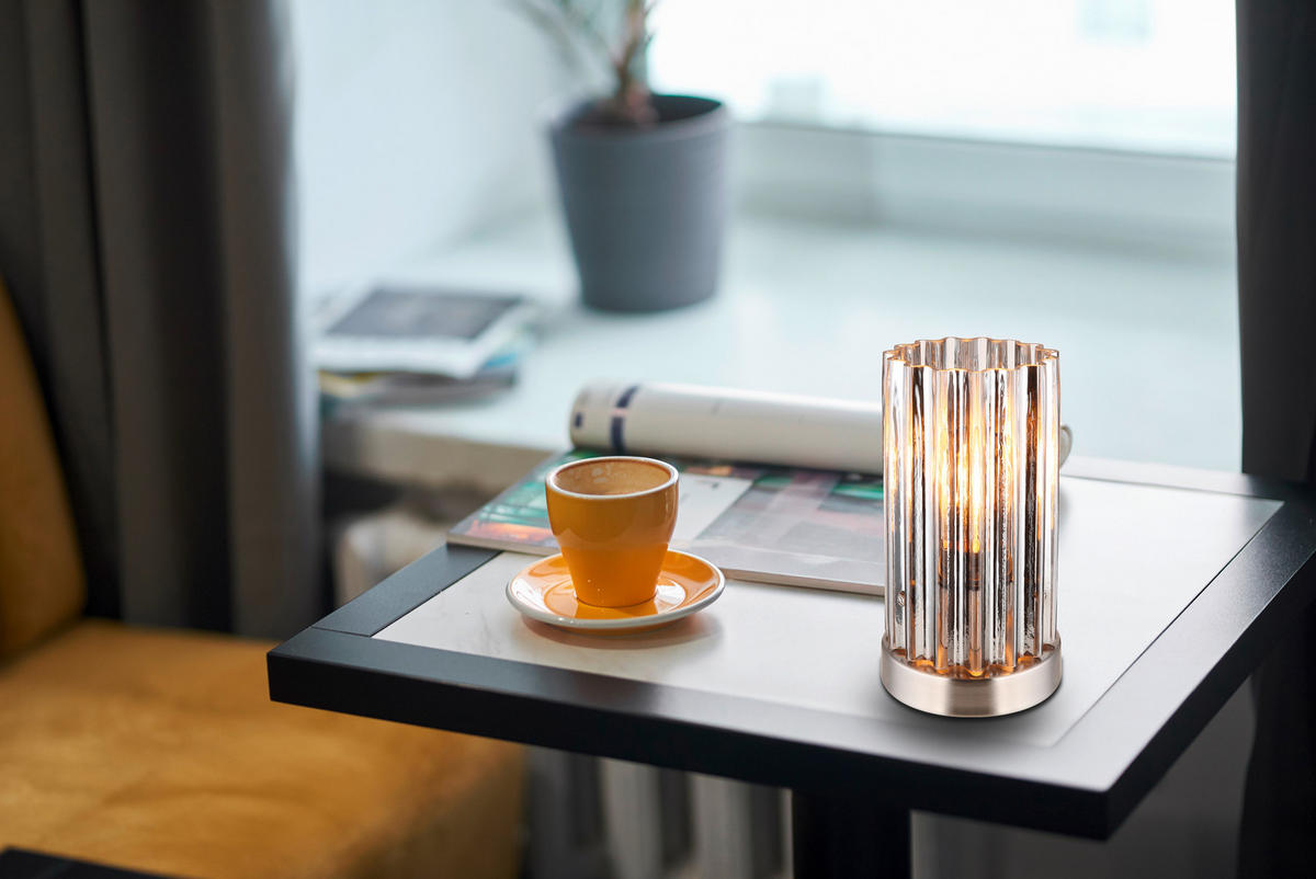 TISCHLEUCHTE 12/21,5 cm   - Klar/Schwarz, KONVENTIONELL, Glas/Kunststoff (12/21,5cm) - Globo