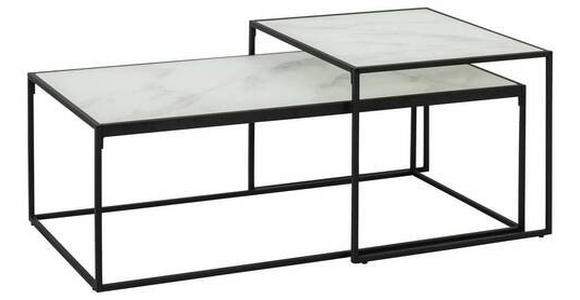 COUCHTISCHSET Kristallglas 50-100/50-55/35-43 cm rechteckig Schwarz, Weiß - Schwarz/Weiß, Design, Glas/Metall (50-100/50-55/35-43cm) - Carryhome