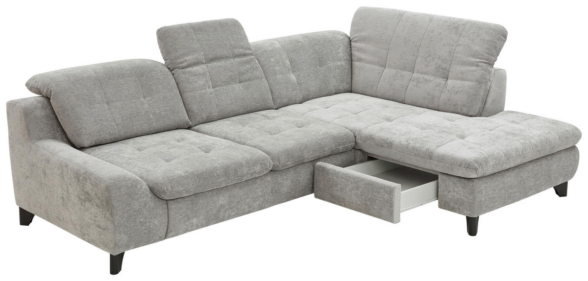HÖRNSOFFA i chenille blå, grå  - blå/svart, Klassisk, metall/textil (281/200cm) - MID.YOU