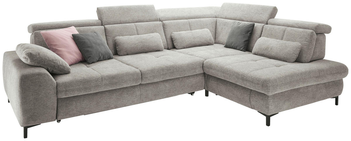 ECKSOFA Grau Webstoff  - Schwarz/Grau, KONVENTIONELL, Textil/Metall (314/220cm) - SetOne by Musterring