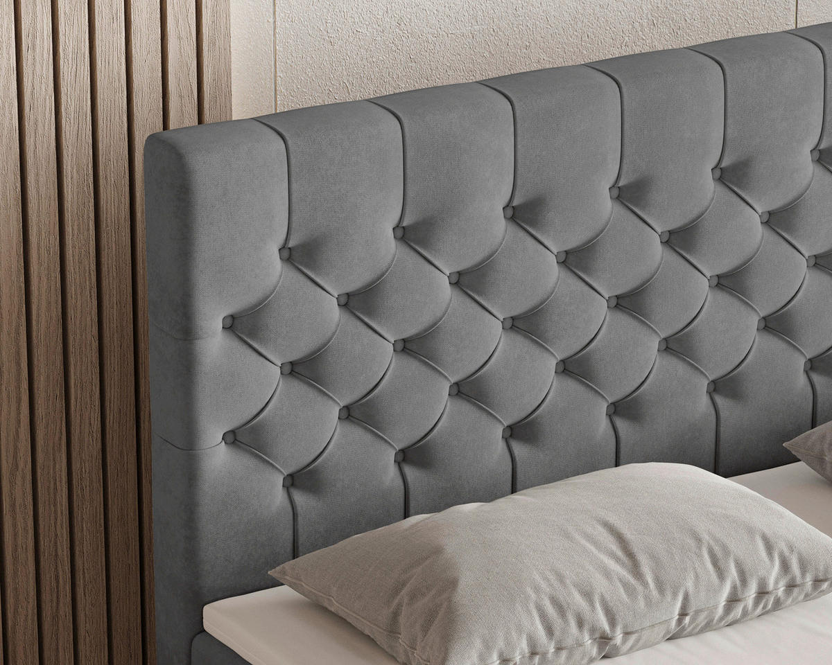 BOXBETT 180/200 cm  in Graphitfarben  - Schwarz/Graphitfarben, MODERN, Kunststoff/Textil (180/200cm) - Chameo