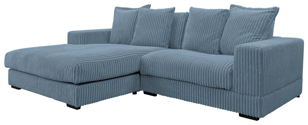 ECKSOFA Hellblau Cord  - Schwarz/Hellblau, Design, Kunststoff/Textil (195/285cm) - MID.YOU