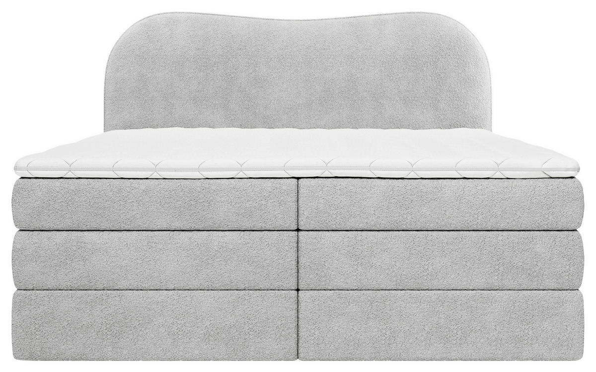 BOXSPRINGBETT 140/200 cm,  in Hellgrau, gepolstertes Kopfteil, Bettkasten, Topper, Matratzen, H3 + H3 = fest  - Hellgrau/Schwarz, Design, Holz/Holzwerkstoff (140/200cm) - Chameo