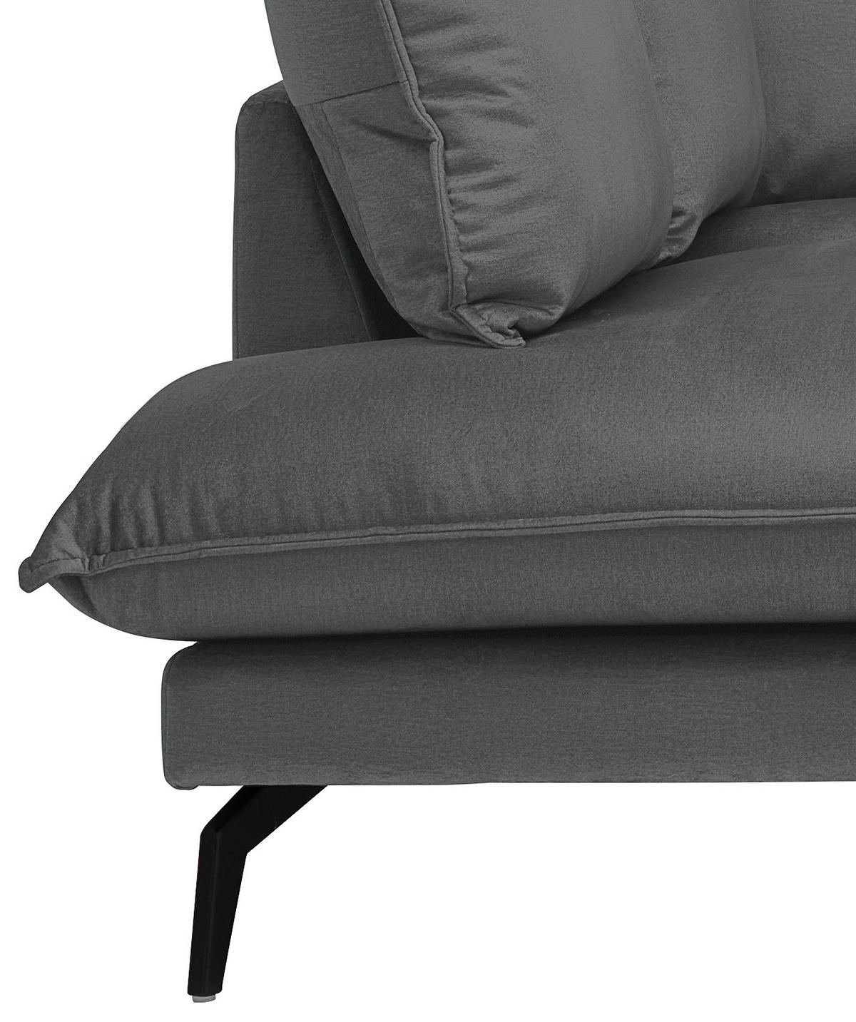 ECKSOFA Dunkelgrau Samt  - Dunkelgrau/Schwarz, Design, Textil/Metall (200/241cm) - Carryhome