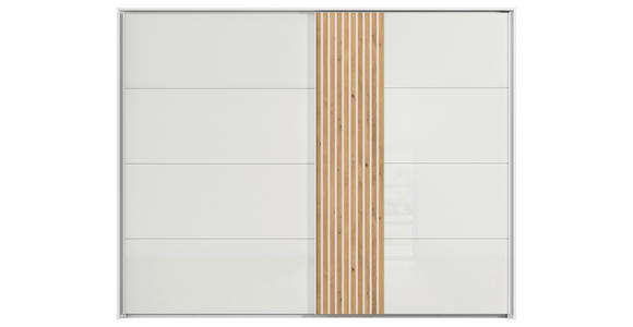 SCHWEBETÜRENSCHRANK 281/223/68 cm 2-türig Weiß, Eichefarben - Eichefarben/Weiß, Design, Glas/Holzwerkstoff (281/223/68cm) - Novel