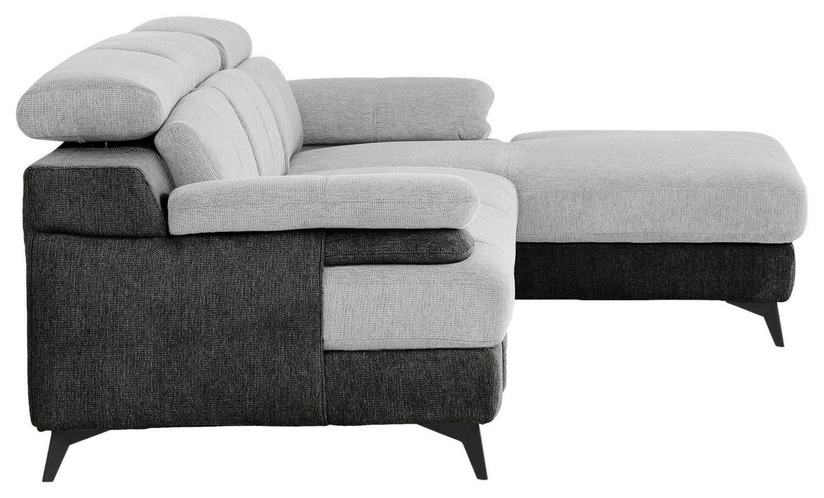ECKSOFA in Chenille Graphitfarben, Silberfarben  - Silberfarben/Schwarz, Design, Textil/Metall (291/80-98/178cm) - Livetastic