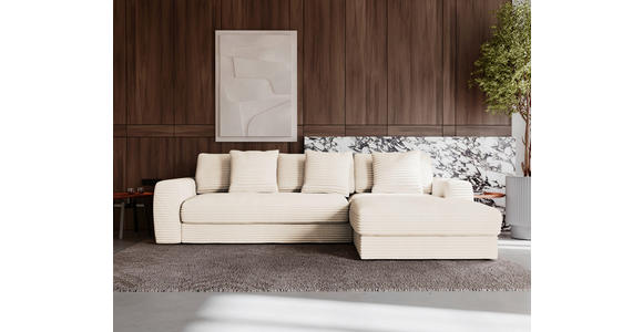 ECKSOFA Naturfarben Cord  - Schwarz/Naturfarben, MODERN, Kunststoff/Textil (302/182cm) - Carryhome