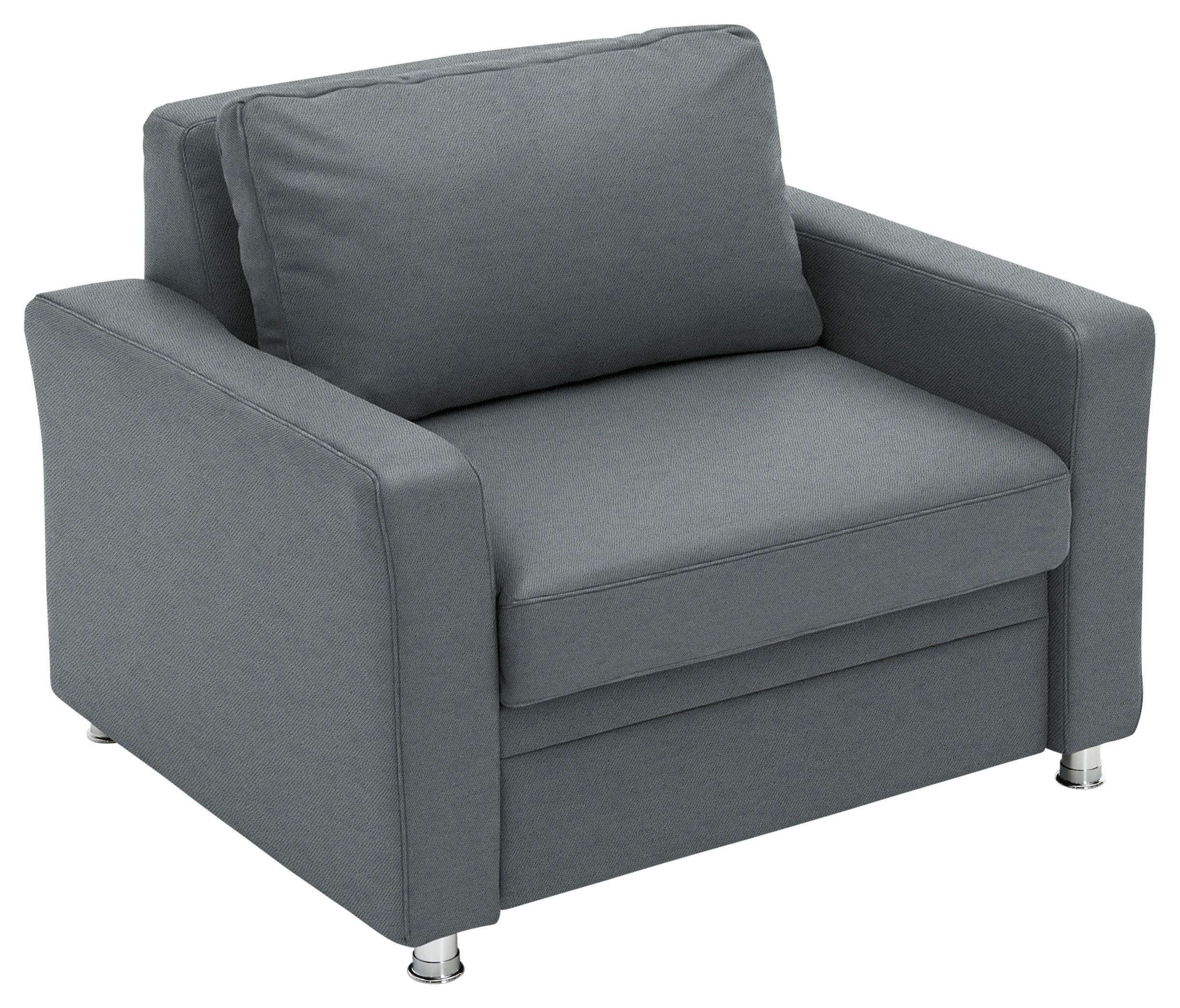 SCHLAFSESSEL  in Chenille Dunkelgrau  - Dunkelgrau/Alufarben, KONVENTIONELL, Textil/Metall (106/90/100cm) - Beldomo Style