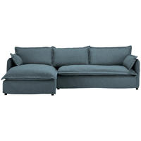 ECKSOFA Blau Flachgewebe, Bouclé  - Blau/Schwarz, Trend, Textil/Metall (165/295cm) - Livetastic
