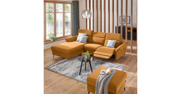 ECKSOFA in Echtleder Gelb  - Gelb/Schwarz, Natur, Leder/Metall (199/285cm) - Valnatura