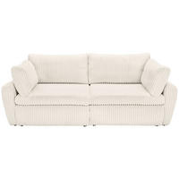 SCHLAFSOFA Cord, Plüsch Weiss  - Weiss/Schwarz, Modern, Kunststoff/Textil (240/90/120cm) - Carryhome