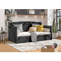 AUSZIEHBETT 90/200 cm Schwarz  - Schwarz/Naturfarben, Romantik / Landhaus, Holz/Kunststoff (90/200cm) - MID.YOU