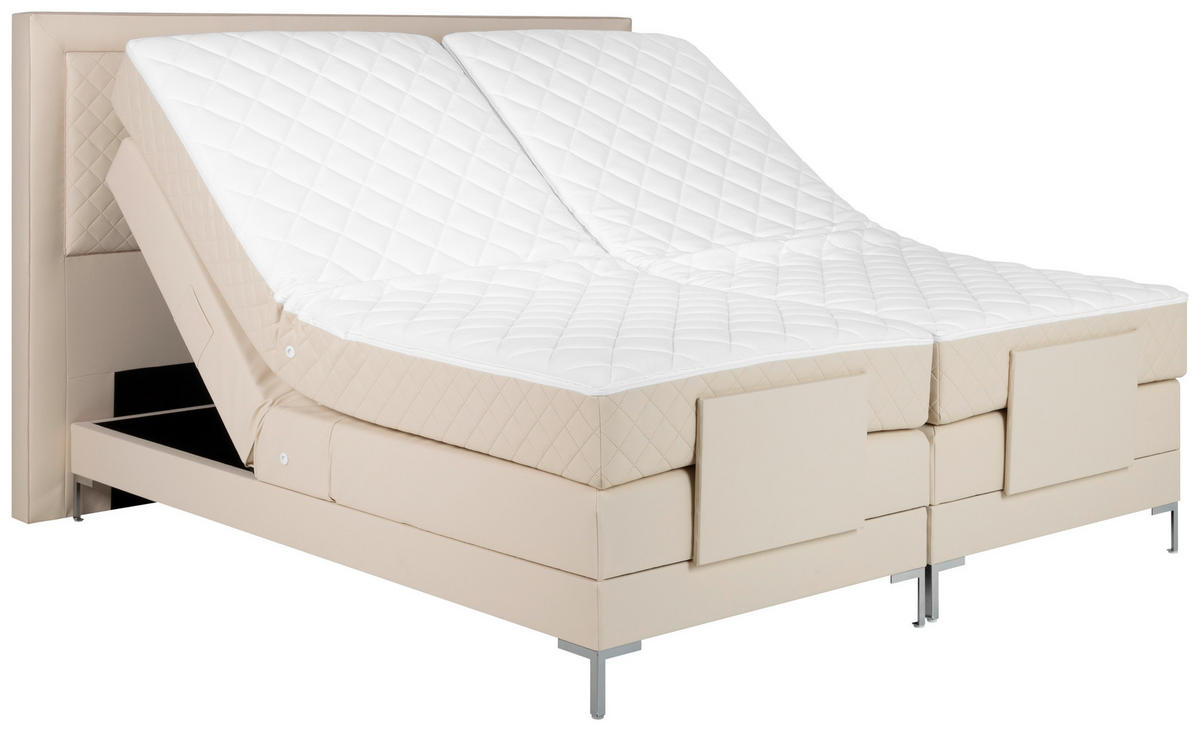 BOXSPRINGBETT 180/200 cm  in Beige  - Beige/Alufarben, Design, Textil/Metall (180/200cm) - Welnova