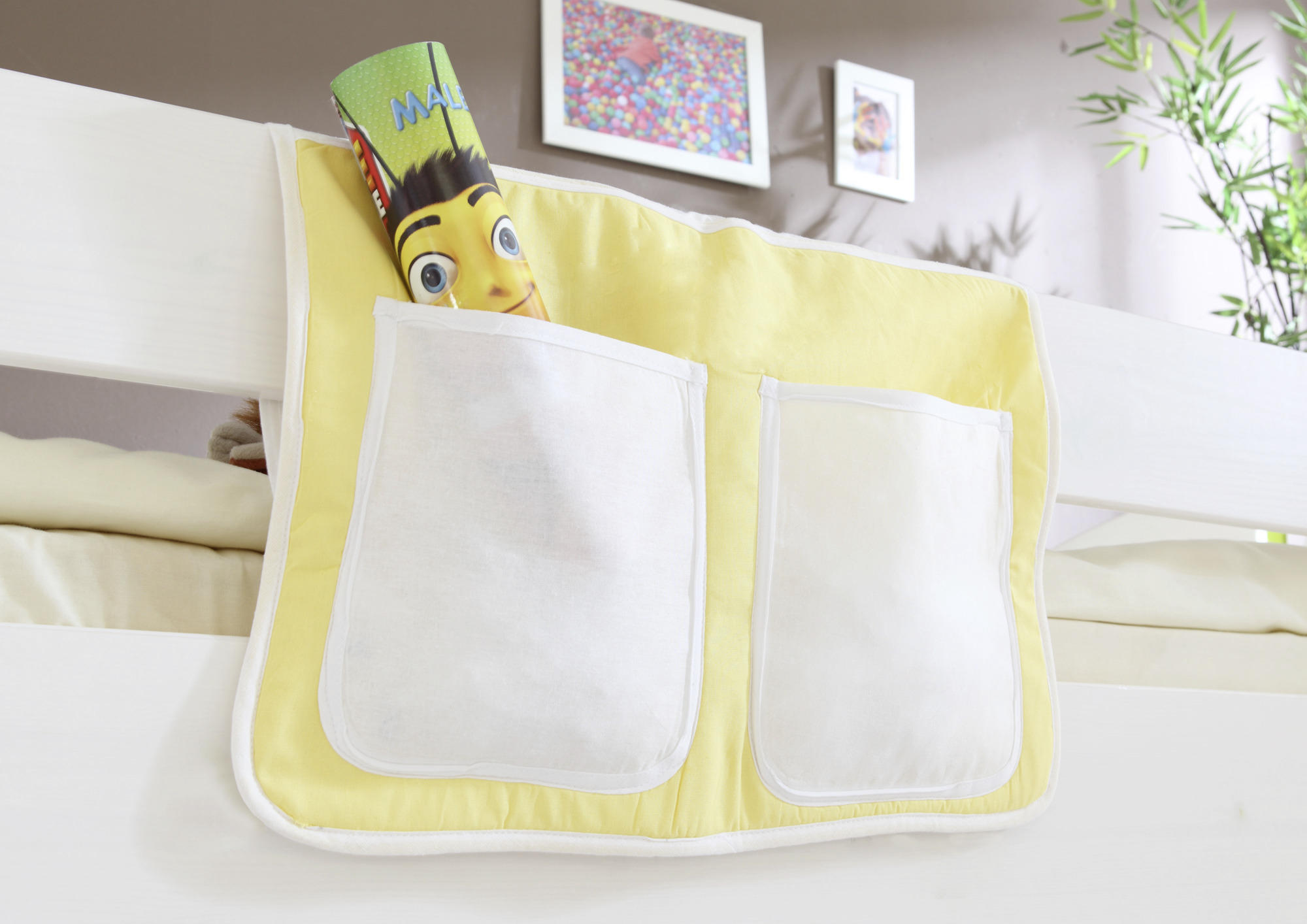 BETTTASCHE - Gelb/Weiß, KONVENTIONELL, Textil (56/32/2cm) - MID.YOU