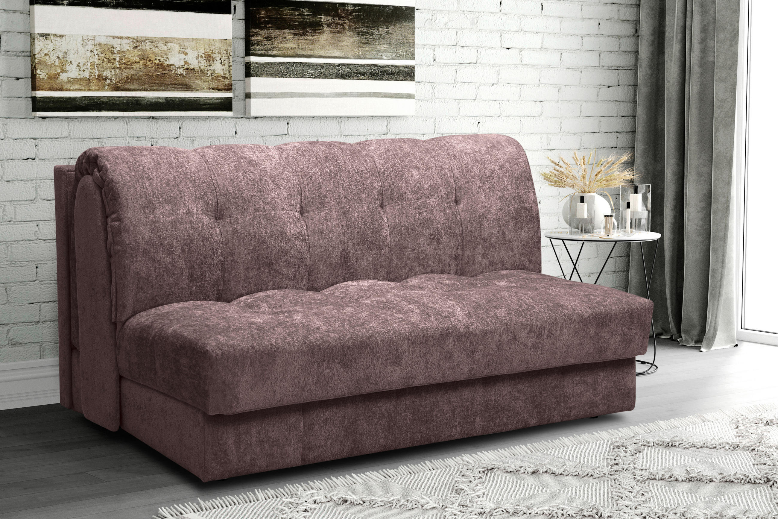 SCHLAFSOFA in Textil Altrosa  - Schwarz/Altrosa, Konventionell, Kunststoff/Textil (166/93/106cm) - home24