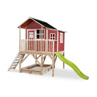 SPIELTURM  - Rot/Hellgrün, KONVENTIONELL, Holz (382/190/253cm) - EXIT Toys