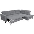 ECKSOFA in Webstoff Grau  297/216 cm  - Schwarz/Grau, Design, Holz/Textil (297/216cm) - Xora
