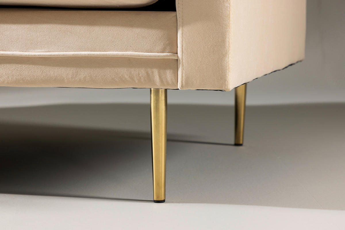2-SITS SOFFA i metall, textil guldfärgad, beige  - beige/guldfärgad, Design, metall/textil (203/84/90cm) - Livetastic