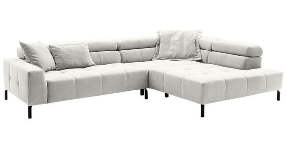 ECKSOFA Weiß Cord  - Schwarz/Weiß, KONVENTIONELL, Textil/Metall (311/219cm) - Hom`in