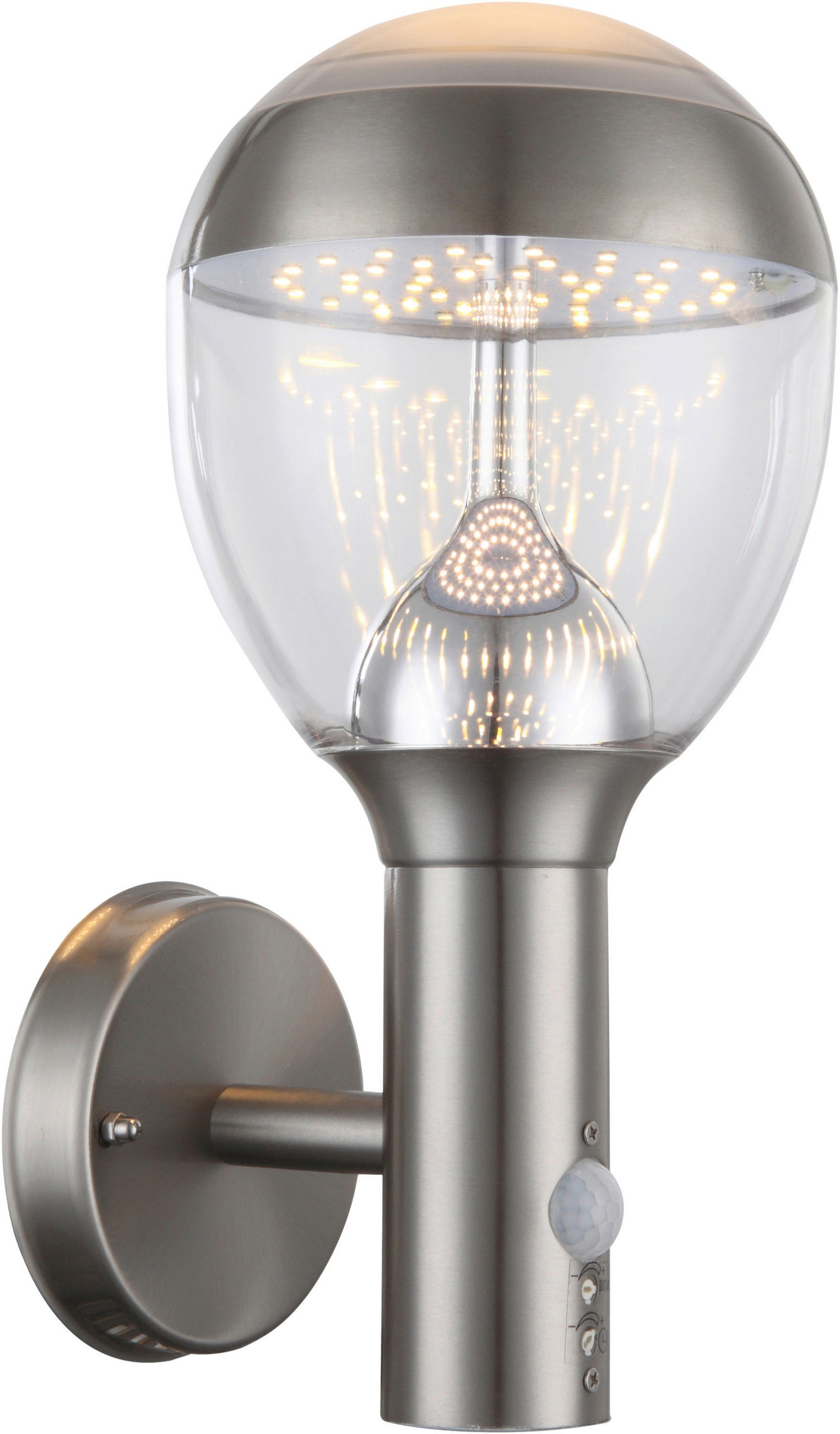 AUSSENWANDLEUCHTE Callisto 15/17.5/32 cm  - Klar/Silberfarben, Basics, Kunststoff/Metall (15/17.5/32cm) - Globo