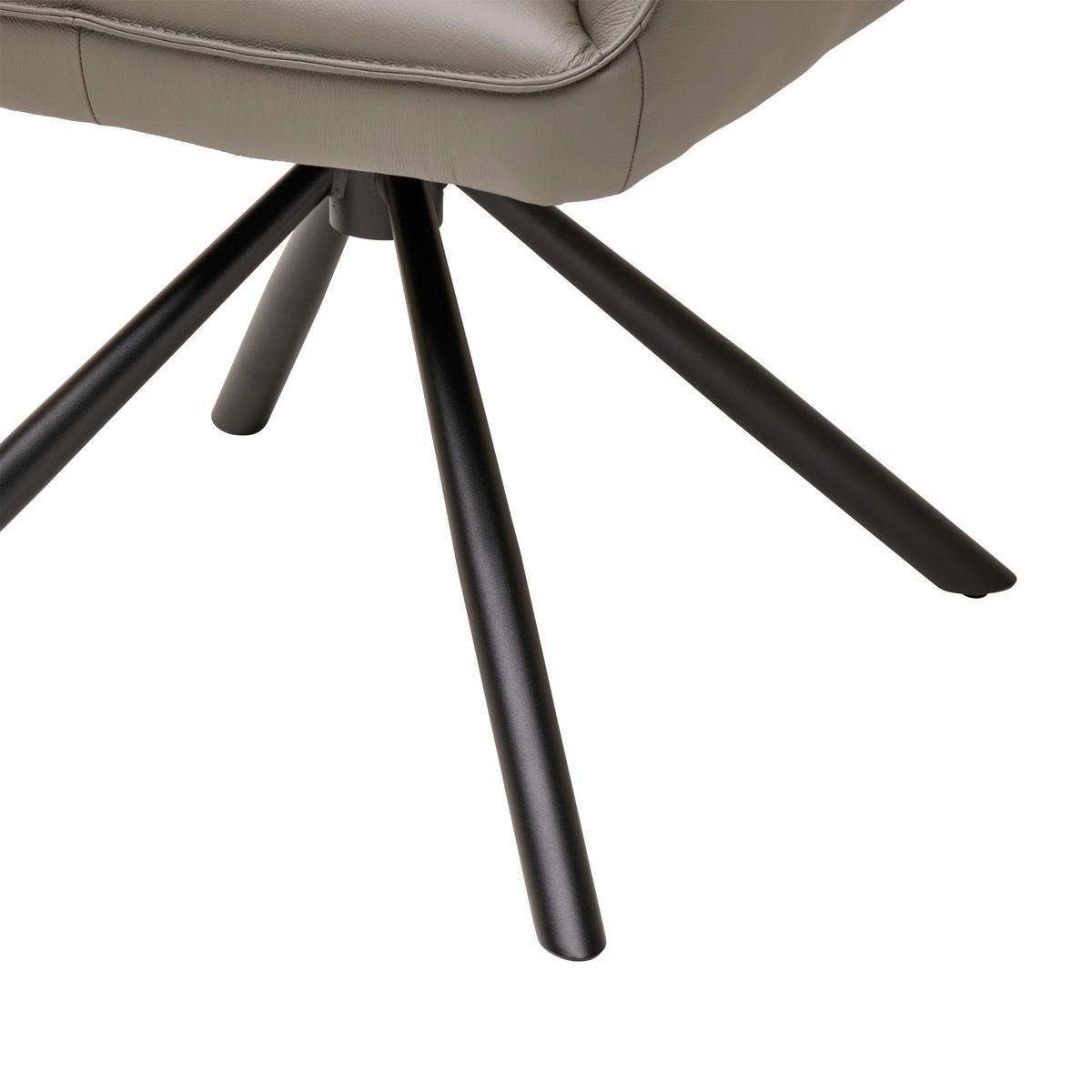 Armlehnstuhl Leder Dunkelgrau  Sitzfläche 360° drehbar, automatische Rückholfunktion  Echtleder  Dunkelgrau  - Dunkelgrau/Schwarz, MODERN, Leder/Metall (58,5/87,5/61cm) - Livetastic