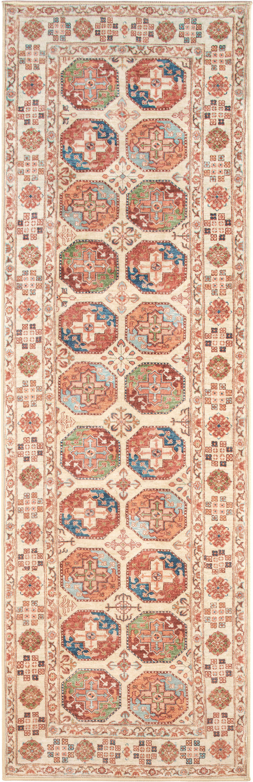 LÄUFER Living Bathian 80/250 cm  in Creme, Terracotta, Graublau  - Graublau/Terracotta, LIFESTYLE, Kunststoff/Textil (80/250cm) - Lindorug