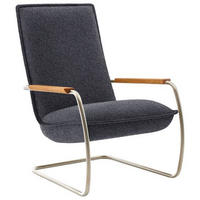 SESSEL in Flachgewebe Dunkelblau  - Edelstahlfarben/Eichefarben, Design, Holz/Textil (76/105/87cm) - Koinor