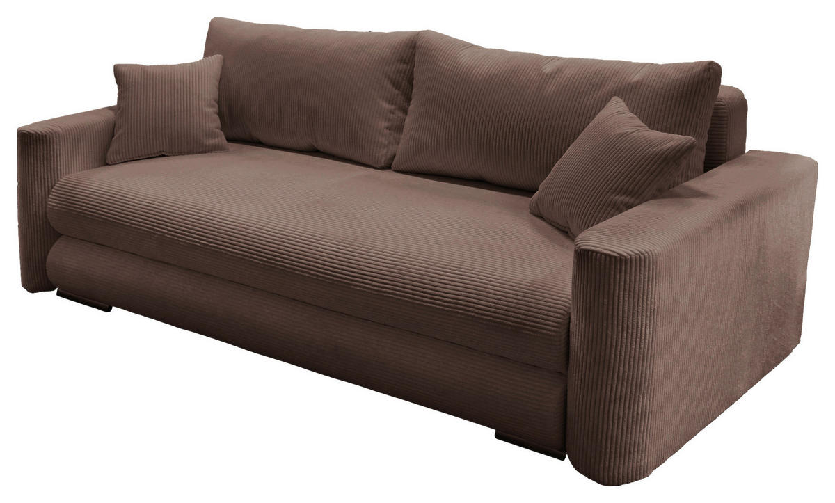 SCHLAFSOFA  in Cord Braun  - Silberfarben/Braun, Design, Kunststoff/Textil (232/88/105cm) - MID.YOU