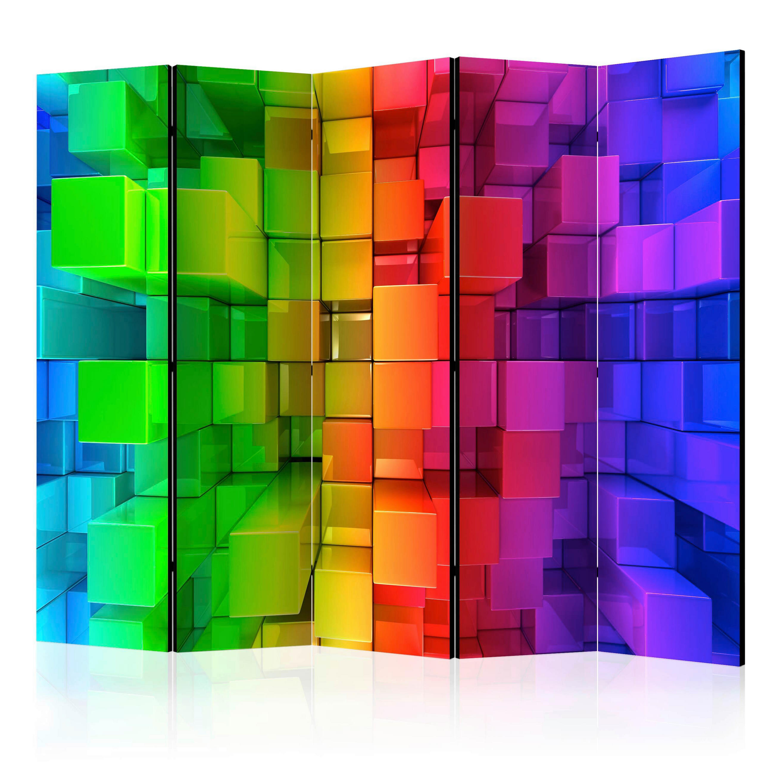 PARAVENT mit 5  Flügel - Multicolor, Basics, Holz/Textil (225/172/3cm) - artgeist