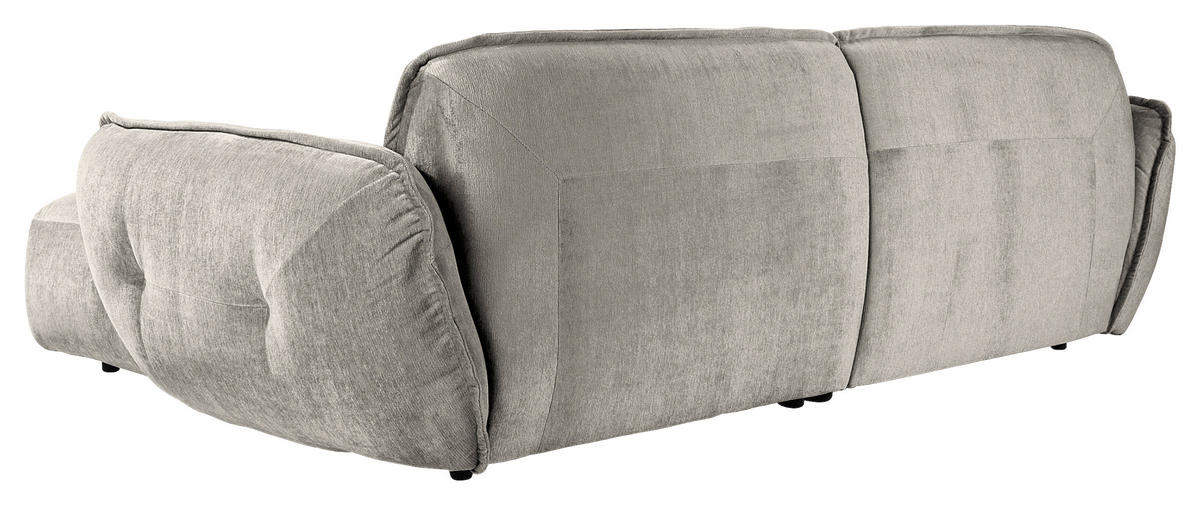 BIGSOFA in Chenille Silberfarben  - Silberfarben/Schwarz, Modern, Kunststoff/Textil (285/87/184cm) - Trendmanufaktur