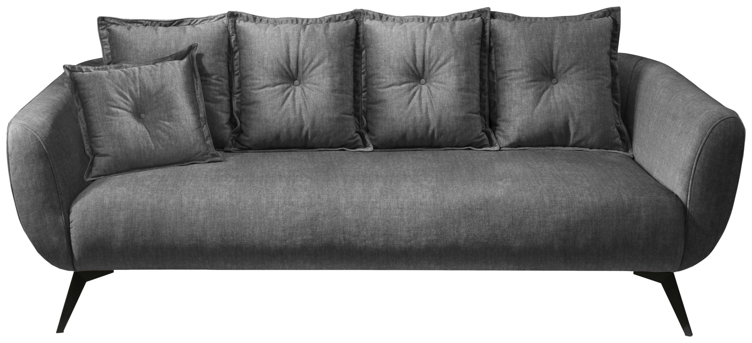 3-SITZER-SOFA Velours Grau  - Schwarz/Grau, MODERN, Holz/Textil (236/94/103cm) - Livetastic
