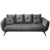 3-SITZER-SOFA in Velours Grau  - Schwarz/Grau, MODERN, Holz/Textil (236/94/103cm) - Livetastic