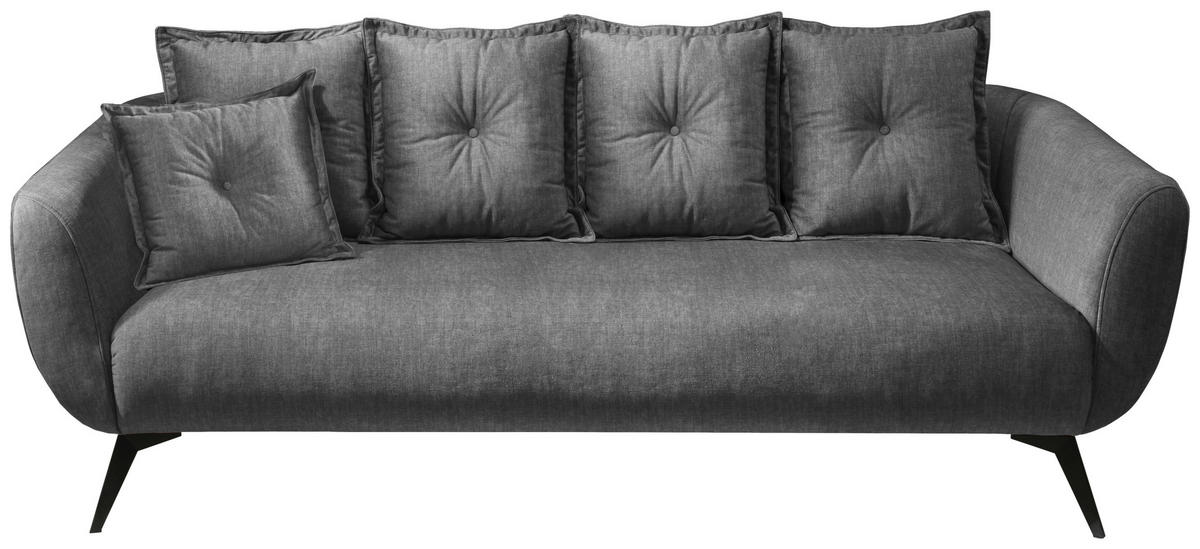 3-SITZER-SOFA Velours Grau  - Schwarz/Grau, MODERN, Holz/Textil (236/94/103cm) - Livetastic