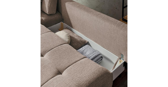 ECKSOFA in Chenille Hellbraun  - Hellbraun/Schwarz, MODERN, Textil/Metall (182/290cm) - Hom`in