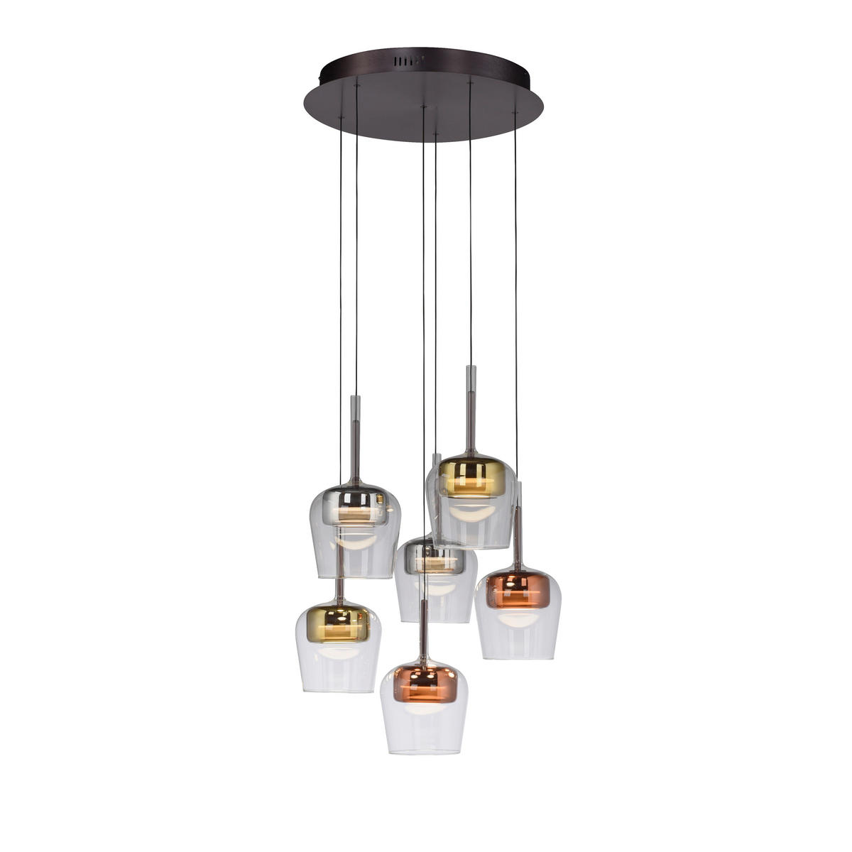 LED-HÄNGELEUCHTE 50/50/200 cm    - Silberfarben/Goldfarben, Design, Glas/Kunststoff (50/50/200cm)