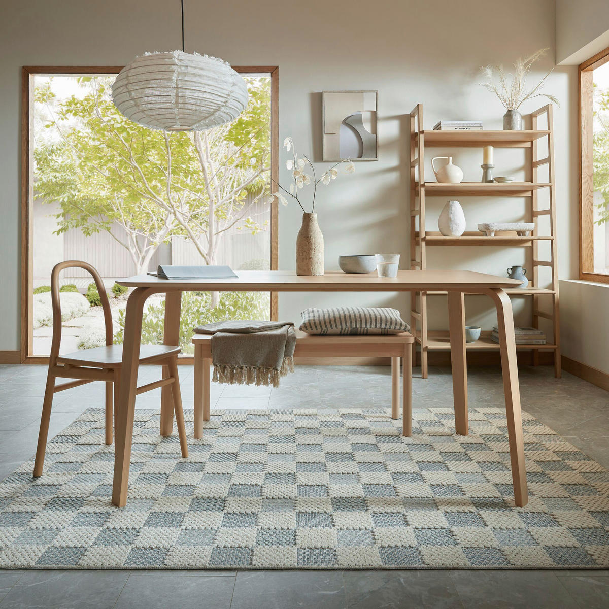 FLACHWEBETEPPICH  Wohnzimmer 155/230 cm Muted Checkerboard Blau rechteckig  - Blau, Basics, Kunststoff/Textil (155/230cm) - Flair Rugs
