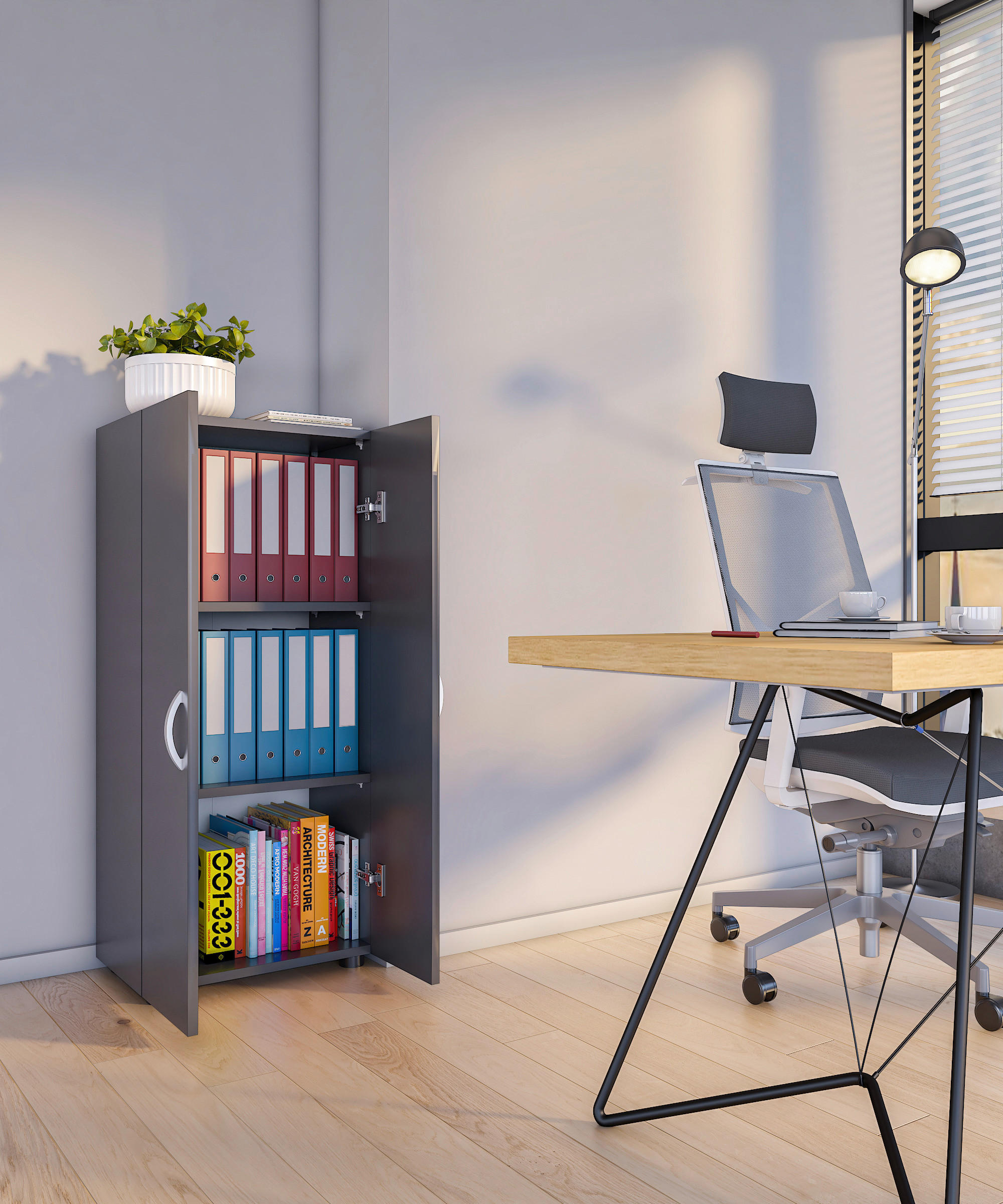 AKTENSCHRANK Anthrazit  - Anthrazit, MODERN, Holzwerkstoff (49/108/34cm) - MID.YOU