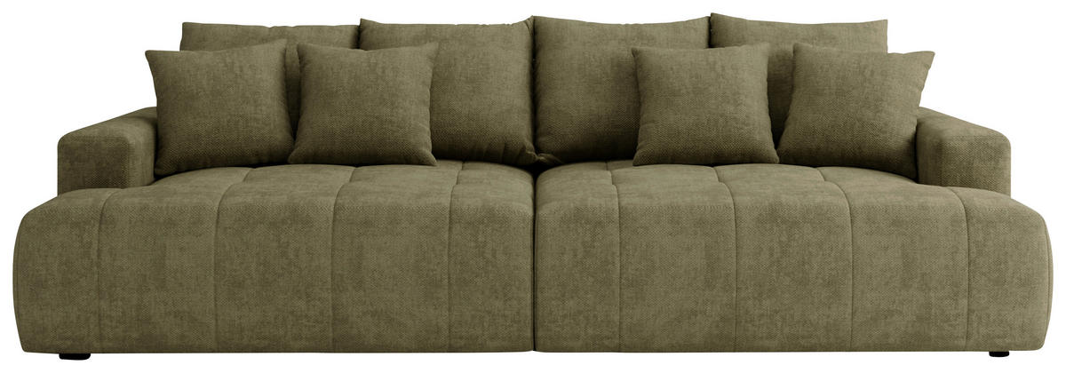 BIGSOFA ADELE in Chenille Olivgrün  - Schwarz/Olivgrün, Design, Kunststoff/Textil (270/85/136cm) - Livetastic