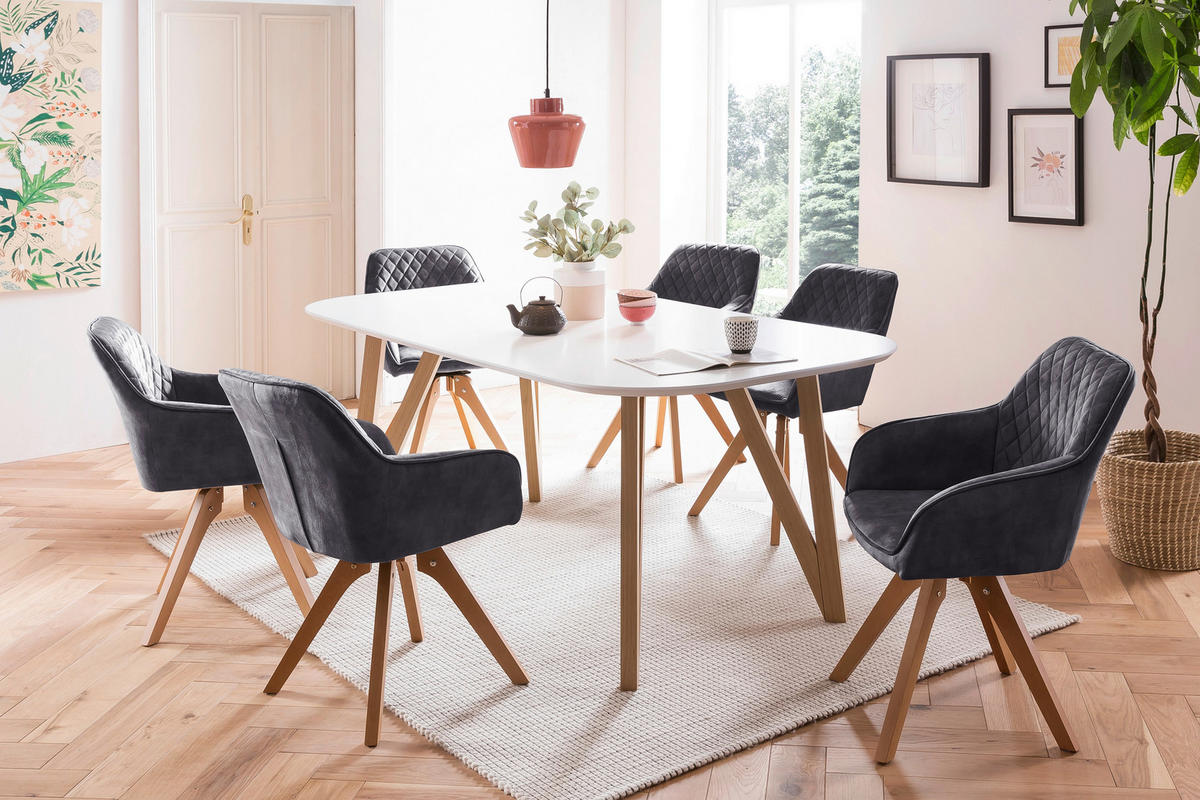 ARMLEHNSTUHL  in Samt  - Eichefarben/Schwarz, MODERN, Holz/Textil (59/85/61cm) - Livetastic