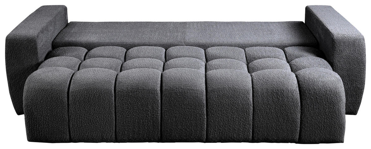 SCHLAFSOFA  mit Liegefunktion, Schlafen auf Sitzhöhe Struktur, Bouclé Dunkelgrau  - Dunkelgrau/Schwarz, Basics, Kunststoff/Textil (250/86/140cm) - Livetastic