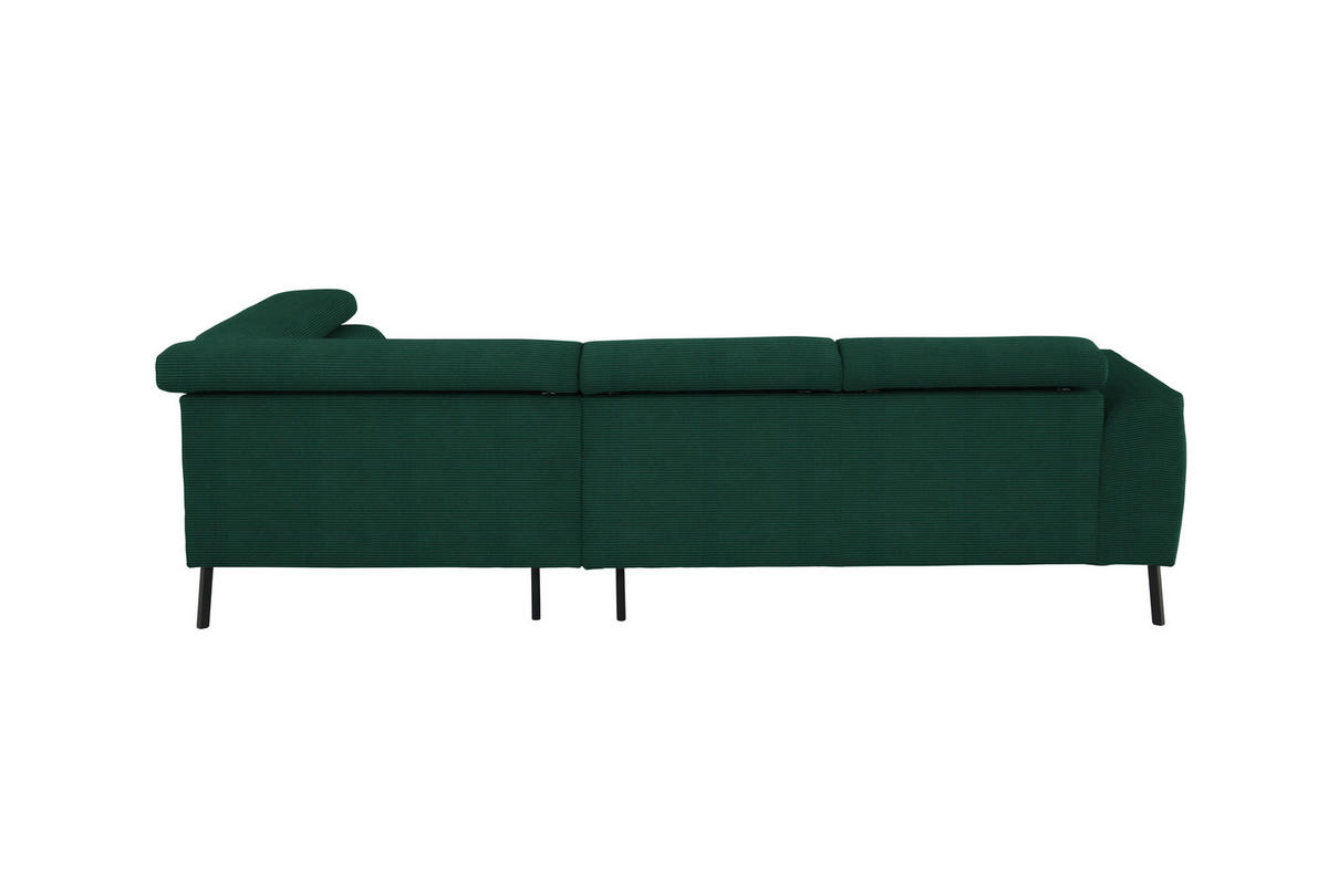 ECKSOFA in Feincord Waldgrün  - Waldgrün/Schwarz, Design, Textil/Metall (280/205cm) - MID.YOU