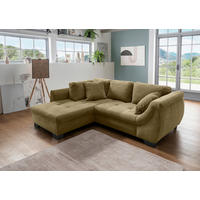ECKSOFA Olivgrün Cord  - Schwarz/Olivgrün, Design, Holz/Textil (190/250cm) - MID.YOU