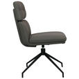 STUHL Echtleder Schwarz, Dunkelgrau  - Dunkelgrau/Schwarz, Design, Leder/Metall (50/92/64,5cm) - Dieter Knoll