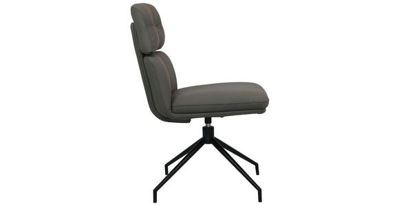 STUHL Echtleder Schwarz, Dunkelgrau  - Dunkelgrau/Schwarz, Design, Leder/Metall (50/92/64,5cm) - Dieter Knoll