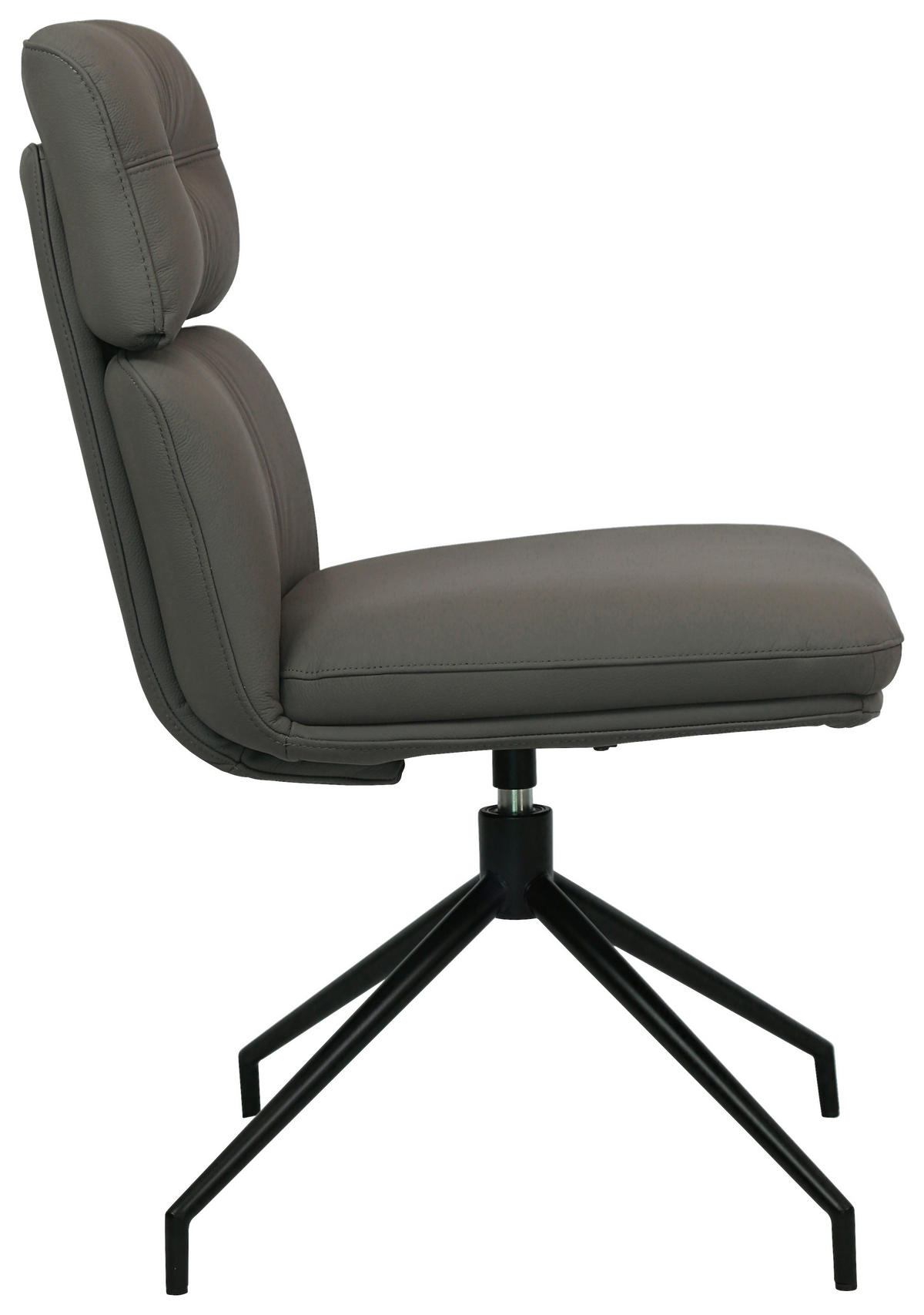 STUHL Echtleder Schwarz, Dunkelgrau  - Dunkelgrau/Schwarz, Design, Leder/Metall (50/92/64,5cm) - Dieter Knoll