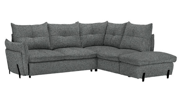 ECKSOFA in Bouclé Graublau  - Graublau/Schwarz, Design, Textil/Metall (250/220cm) - Xora